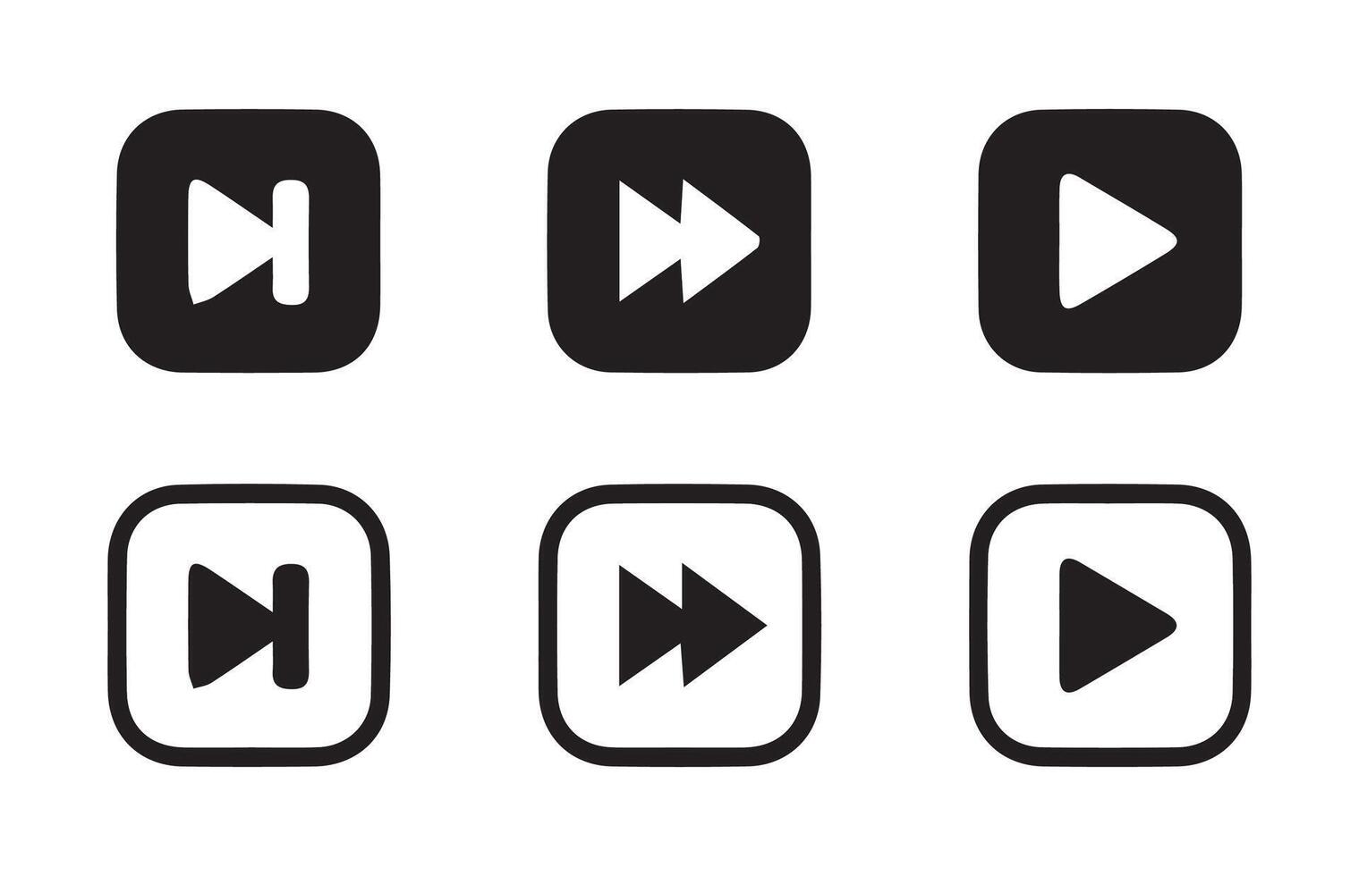 Collection of multimedia symbols and audio, music speaker volume, interface, design media player buttons vector