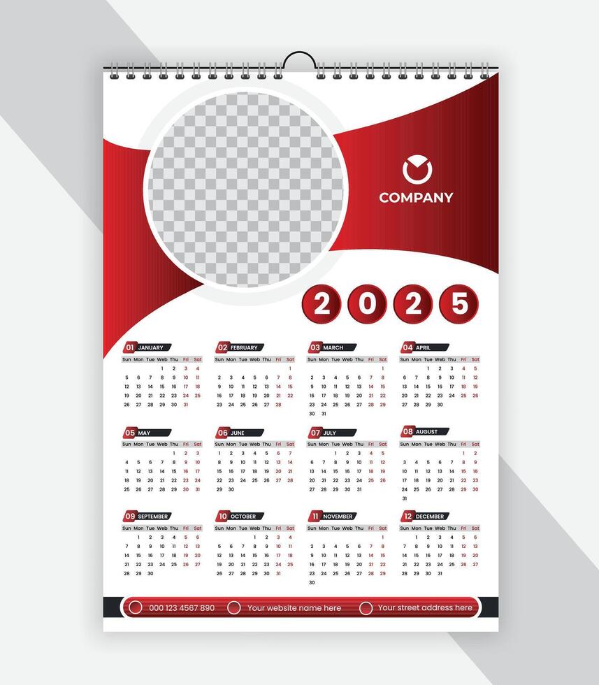 corporate business one page wall calendar 2025 design x happy new year single page wall calendar design template vector