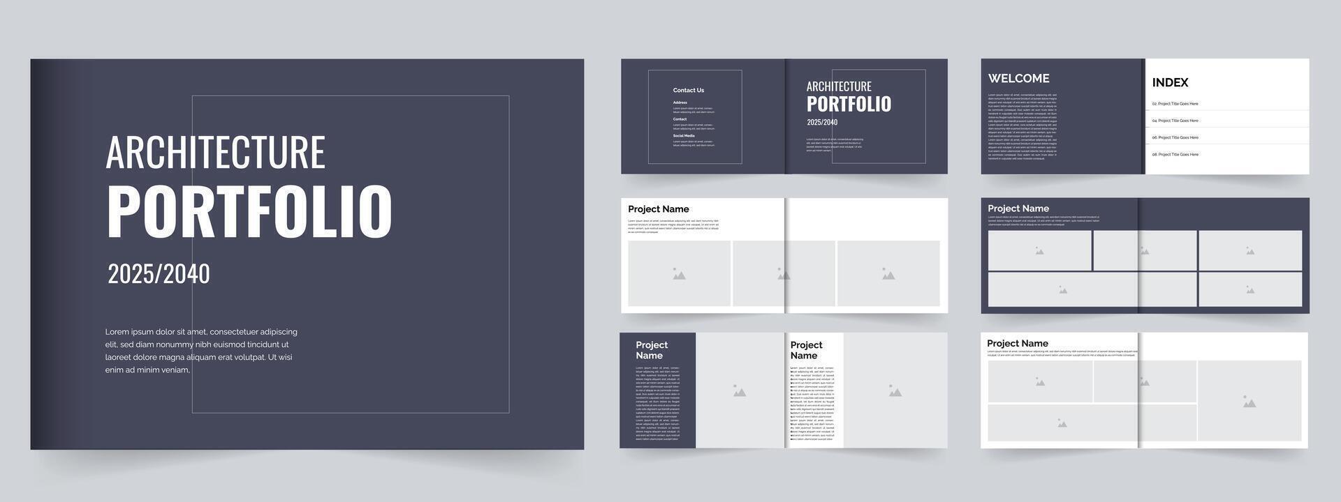 Modern Architecture portfolio or interior portfolio layout landsape vector
