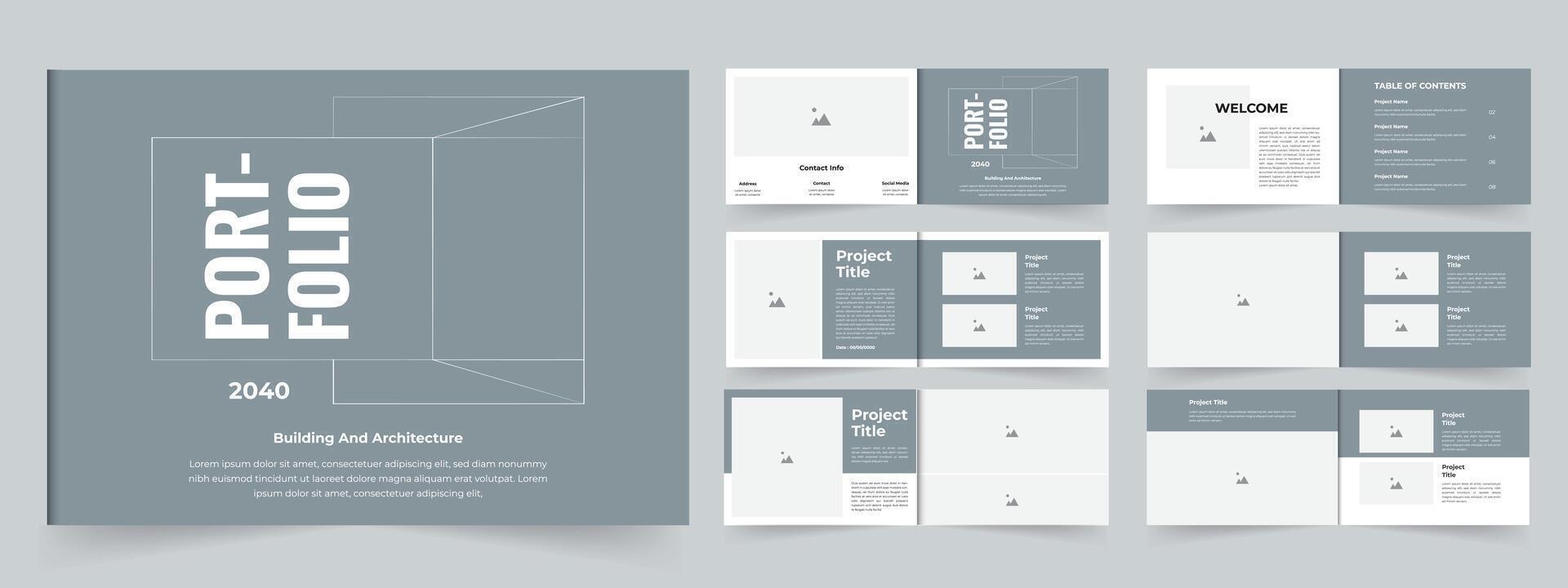 Interior portfolio real estate portfolio or project portfolio layout vector
