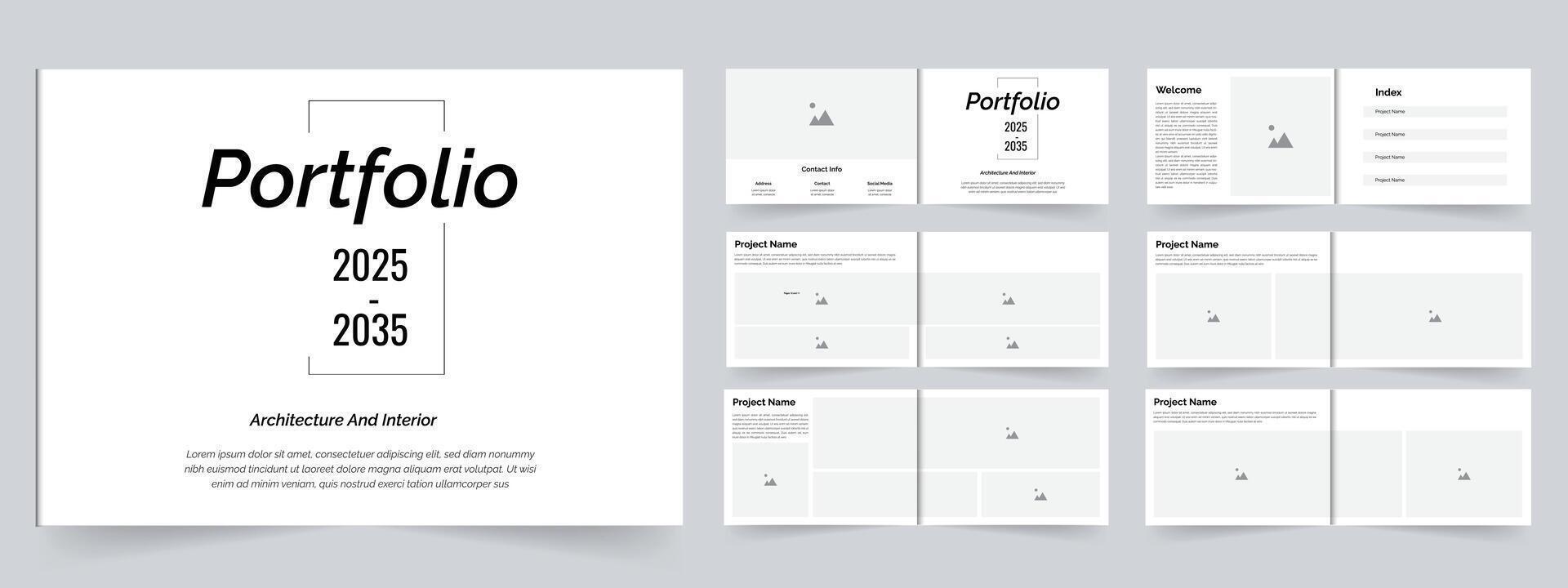 Interior portfolio template design or Archuitecture portfolio landscape vector