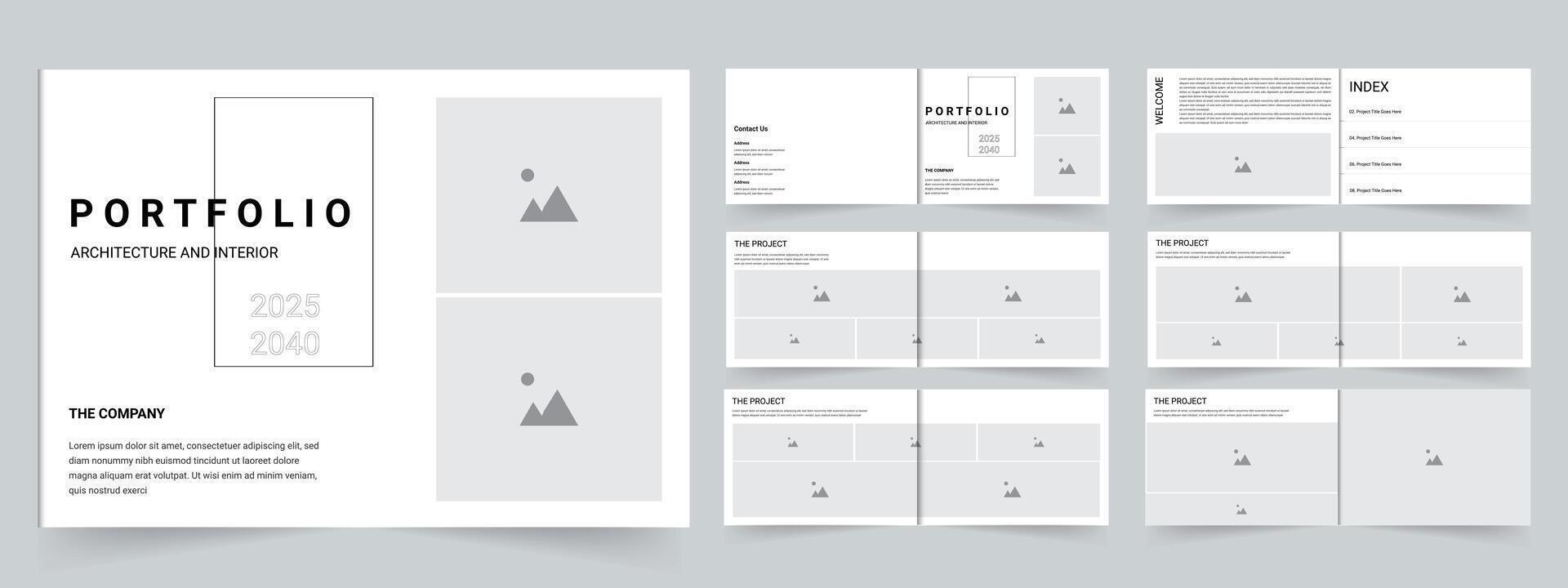 Architecture portfolio template landscpe design 12 pages vector