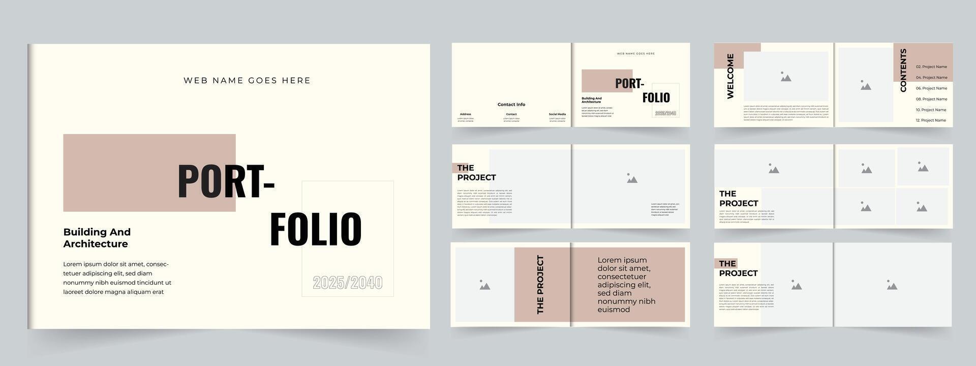 landscape portfolio design layout architecture portfolio template vector
