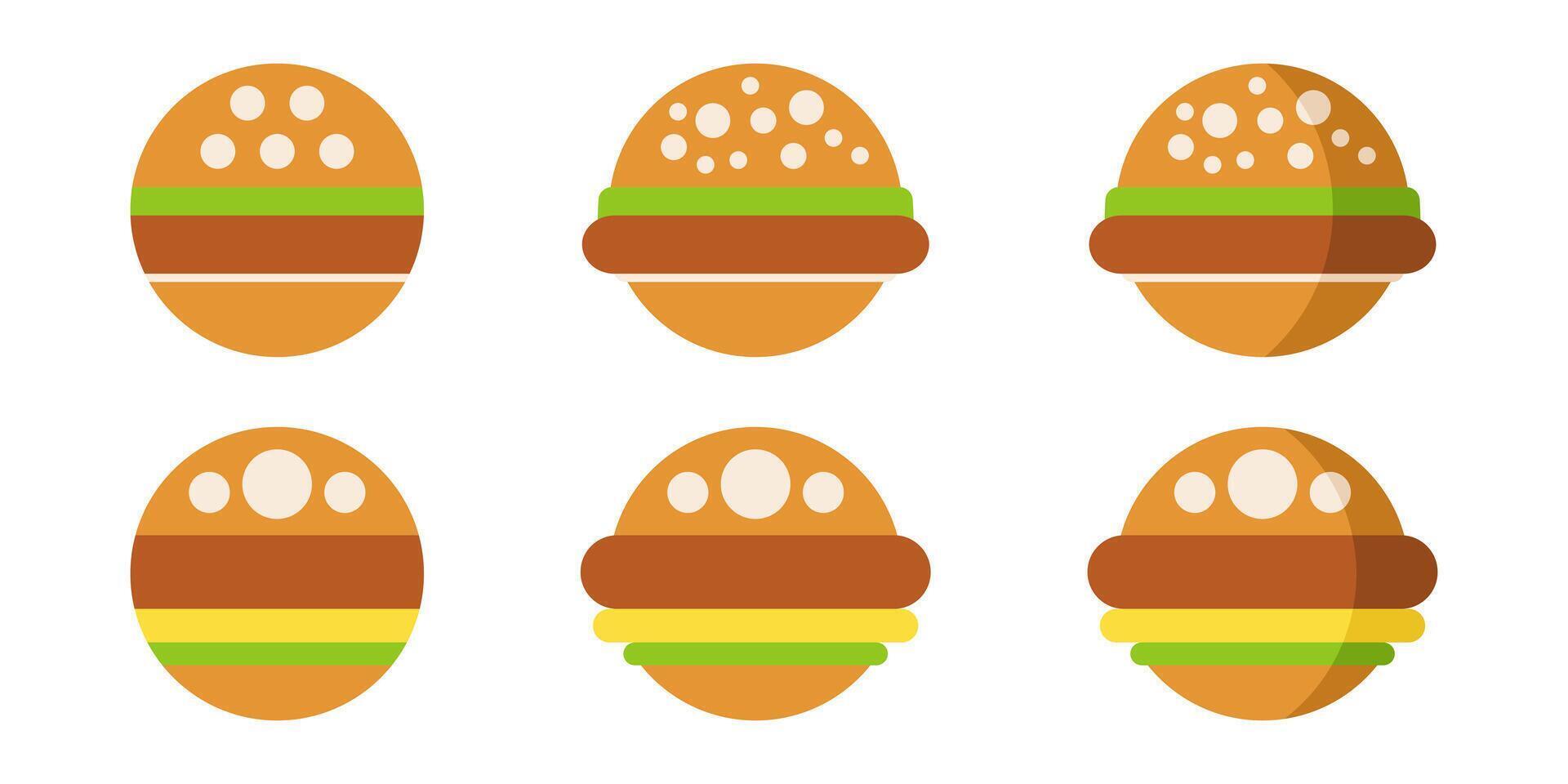 Chicken burger icon set. Chicken sandwich. Fast food icons. vector
