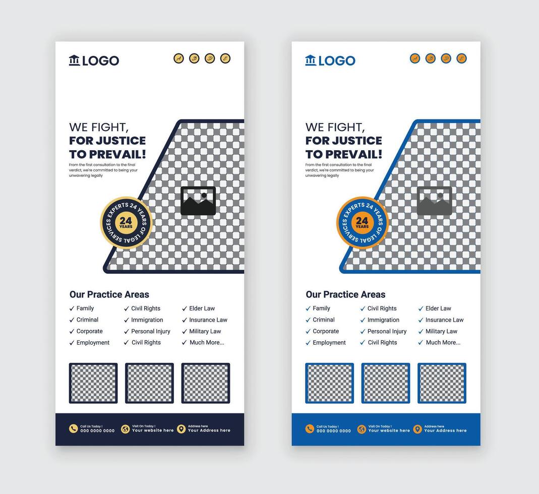 Modern Legal Services Rack Card with two color variations vector