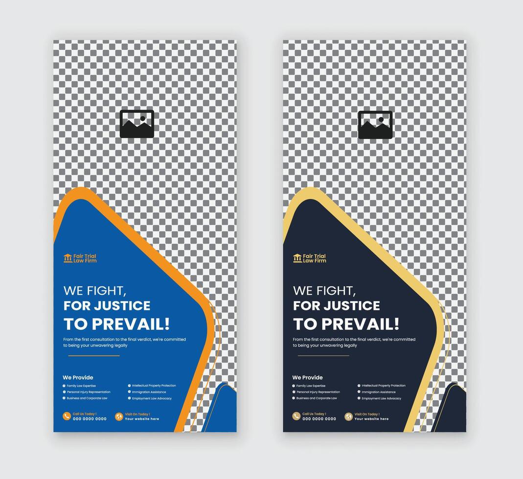 Legal Firm Promotional Rack Card with two color variations vector