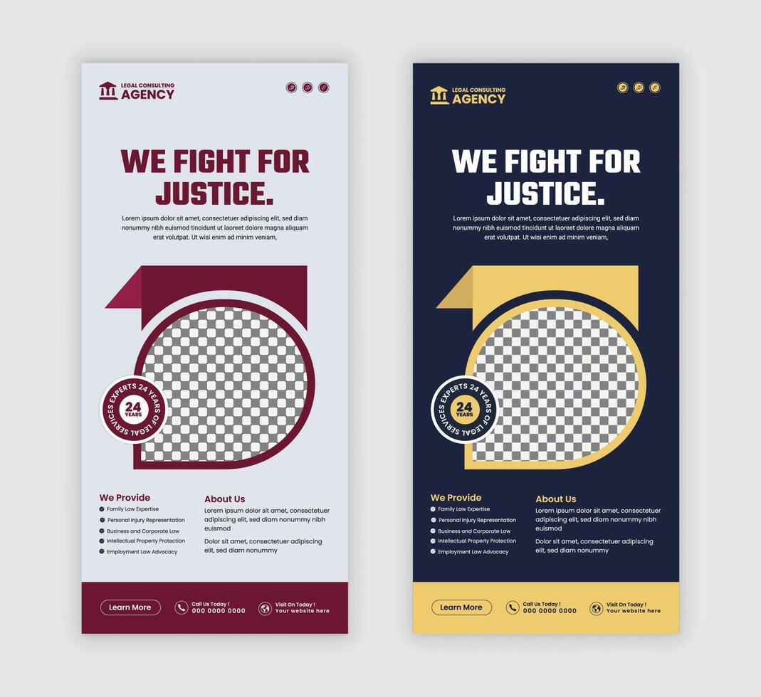 Legal Services Rack Card Design with two color variation vector