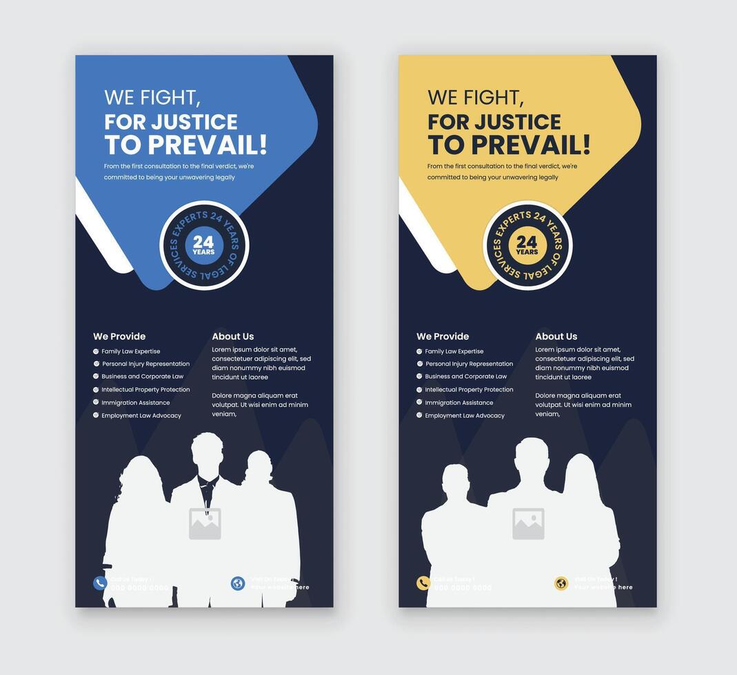 Law Office Leaflet Design Template with two color variations vector