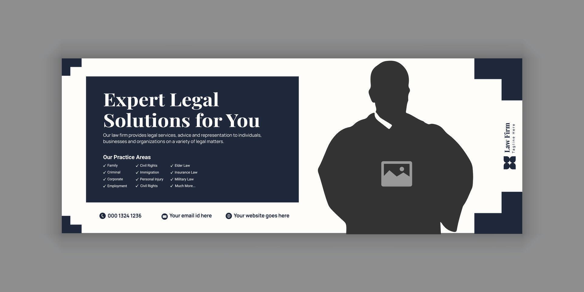 Law Firm Promotion Web Banner and Social Media Cover Design vector