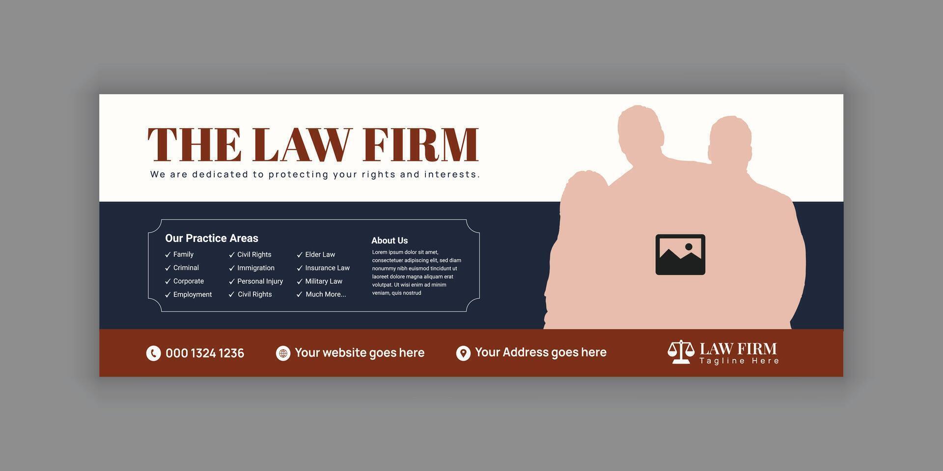 Professional Law Firm Web Banner Design and Social Media Ad Layout vector