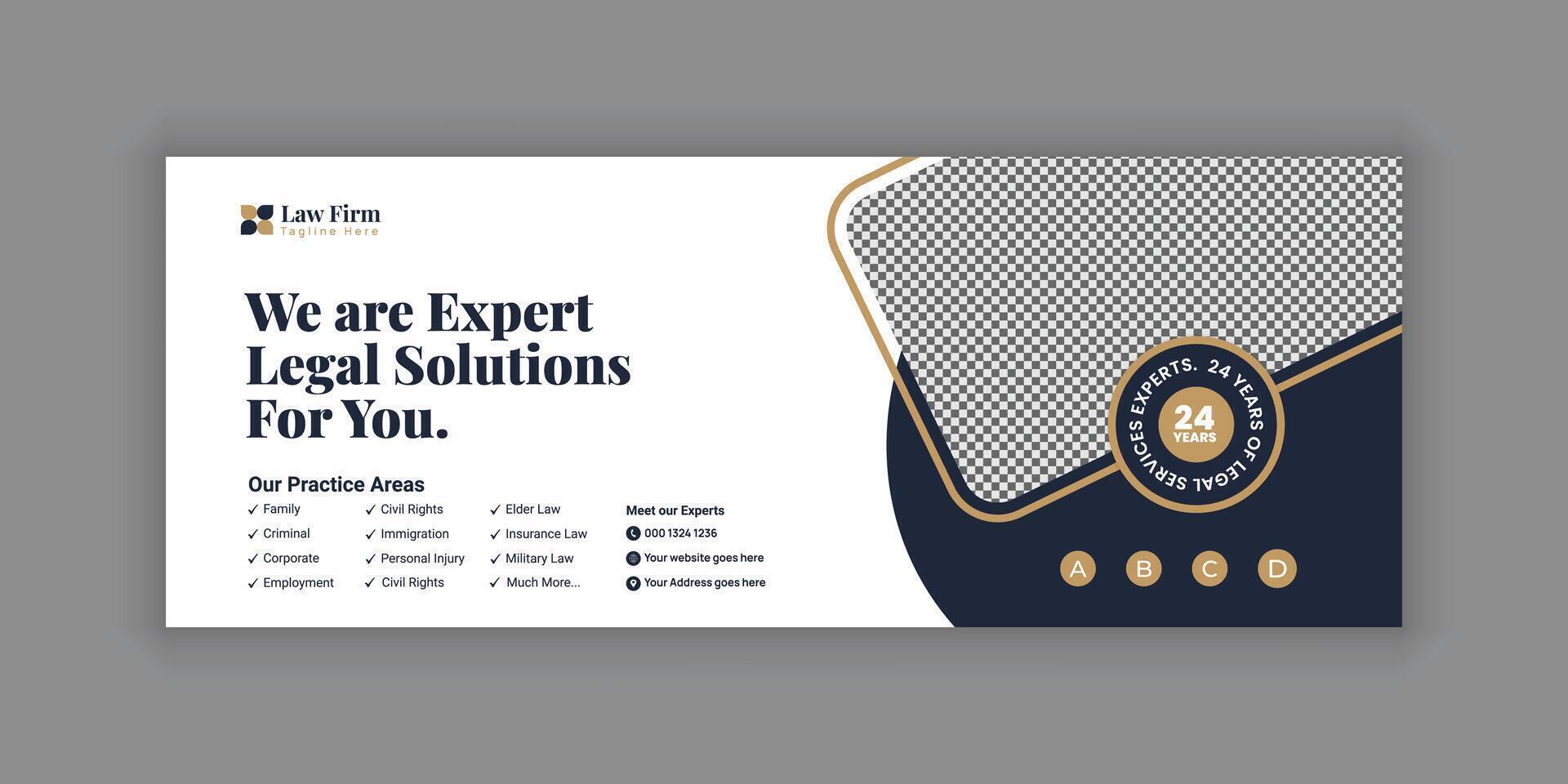 Flat Legal Services Online Banner and Social Media Design Template vector