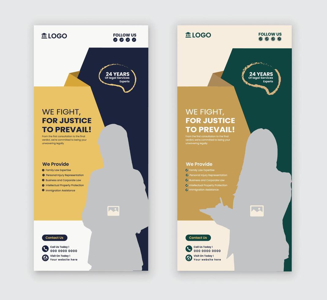 Minimalist Law Firm Rack Card with two color variations vector