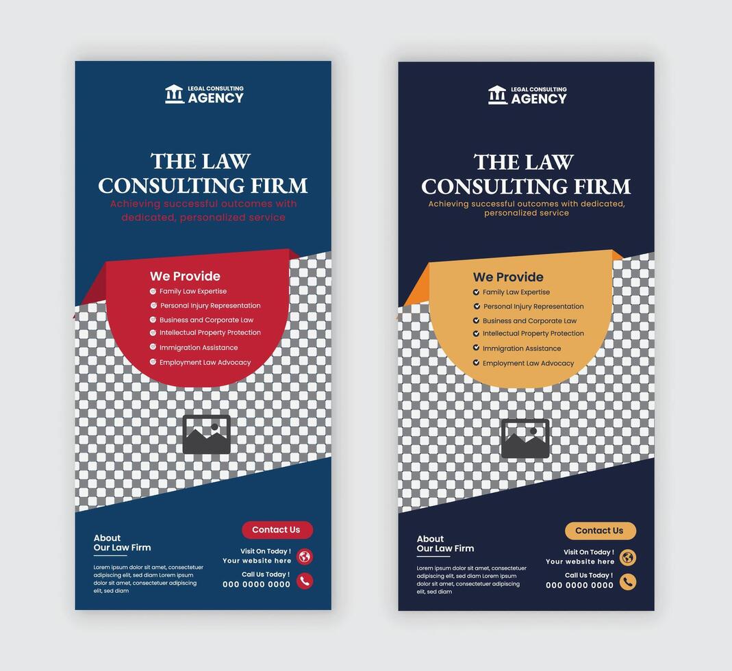 Professional Law Firm DL Flyer Template with two color variations vector