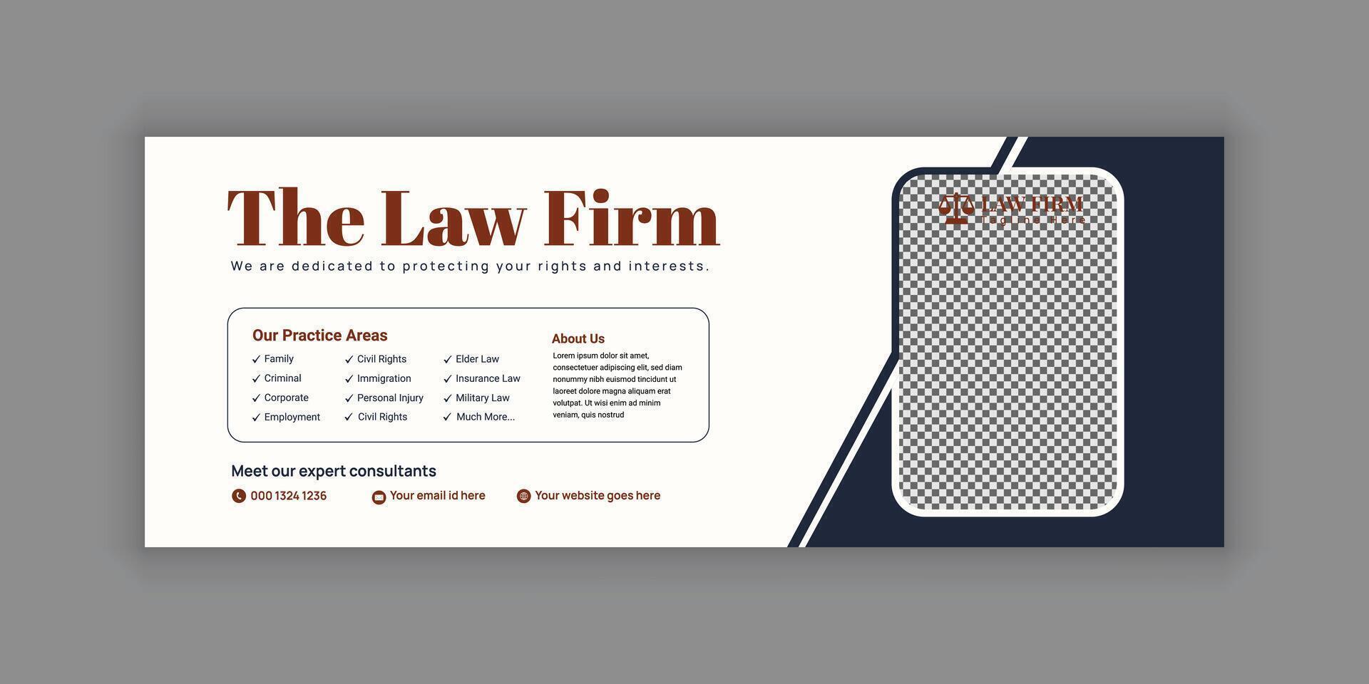 Flat Legal Marketing Web Banner Design for Law Consulting vector