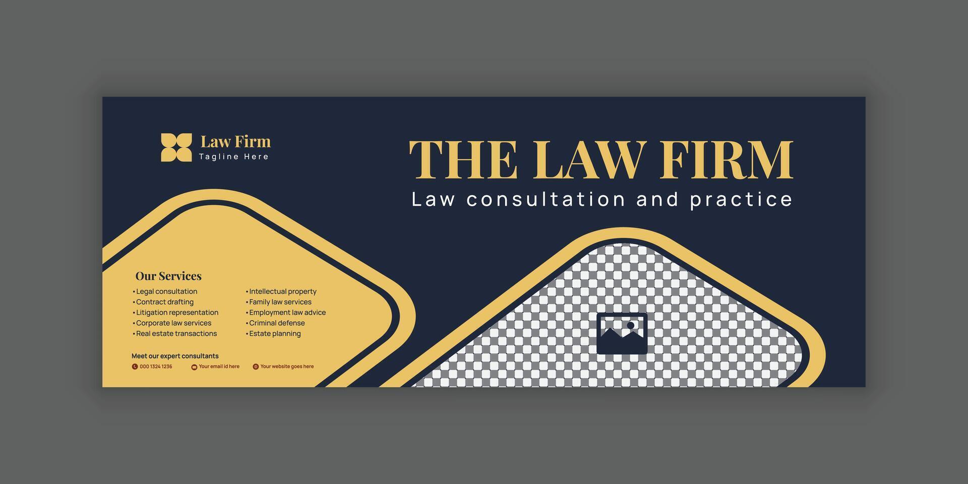 Flat elegant law firm social media banner template vector