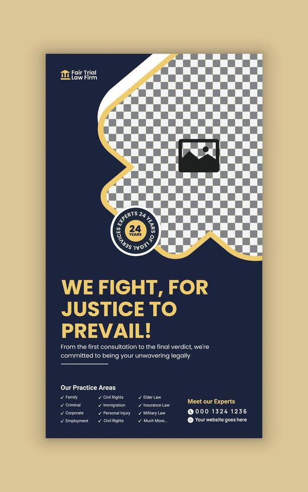 Law Firm Services Social Media story post banner Design and vertical banner vector