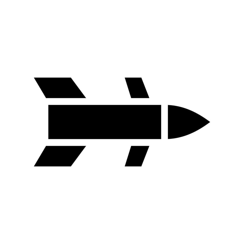 Missile icon silhouette. Concept of weapon, war, and attack. vector