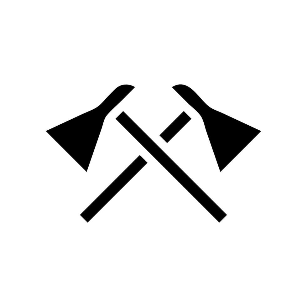 Crossed axes silhouette. Concept of carpentry, lumberjack, and woodworking. vector