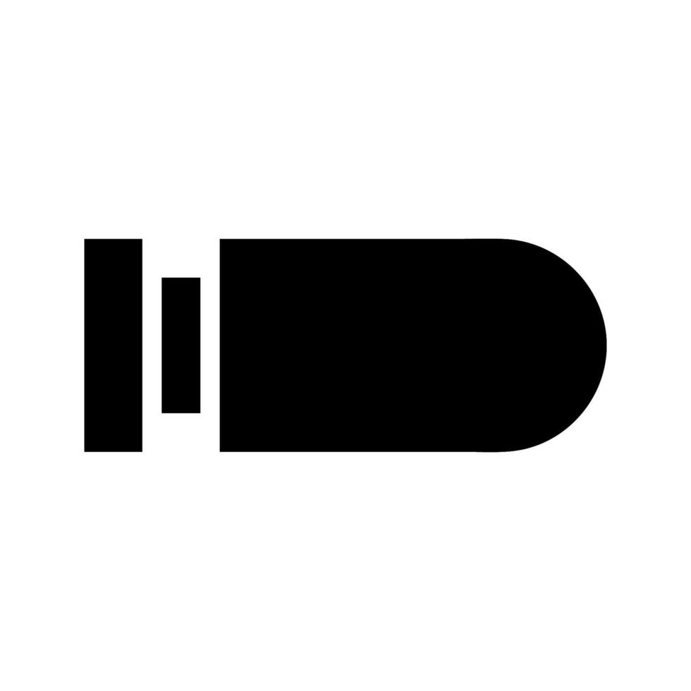 Bullet silhouette icon. Concept of danger, war, and weapon. vector