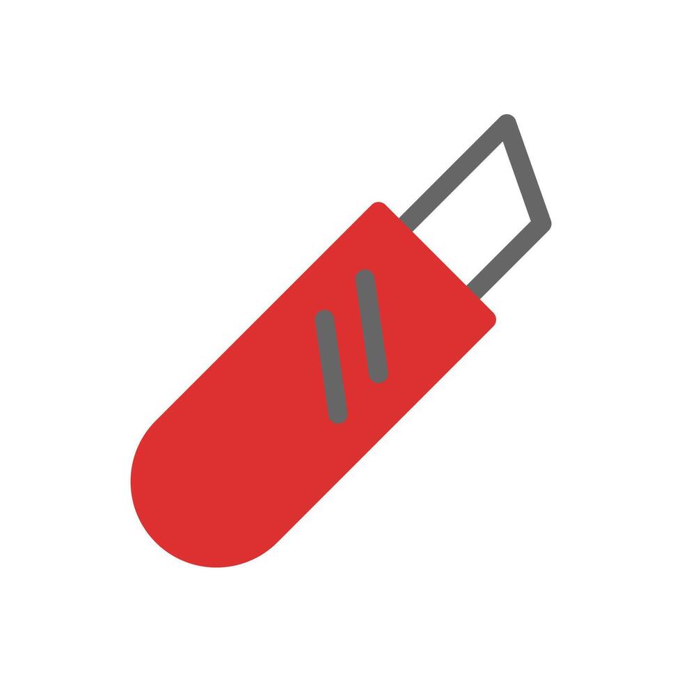 Red utility knife. Concept of cutting, crafting, and office supplies. vector