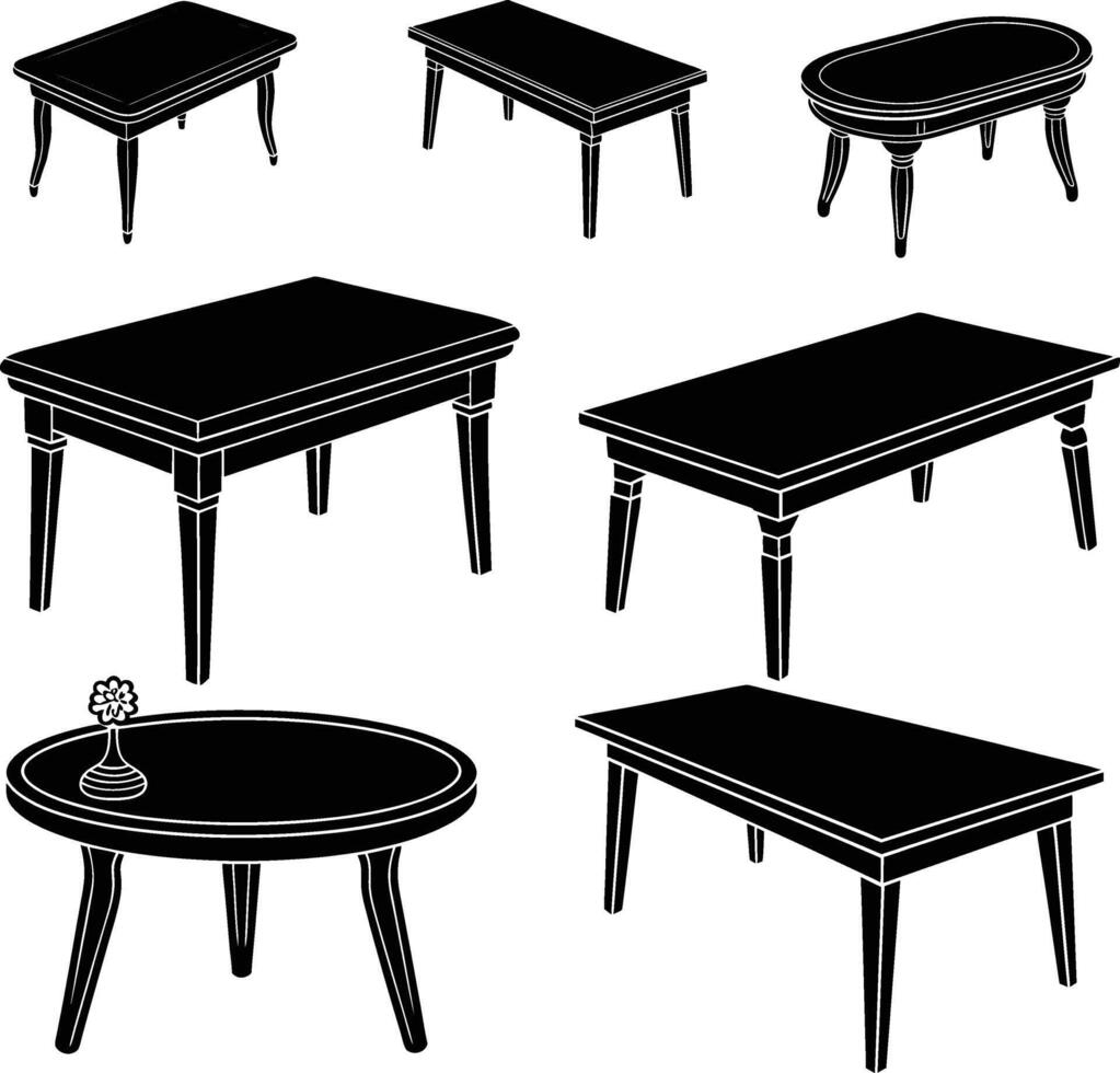 Table silhouette illustration on white background. vector