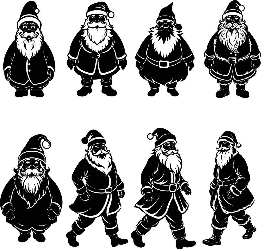 Santa Claus walking silhouette isolated on white background. vector