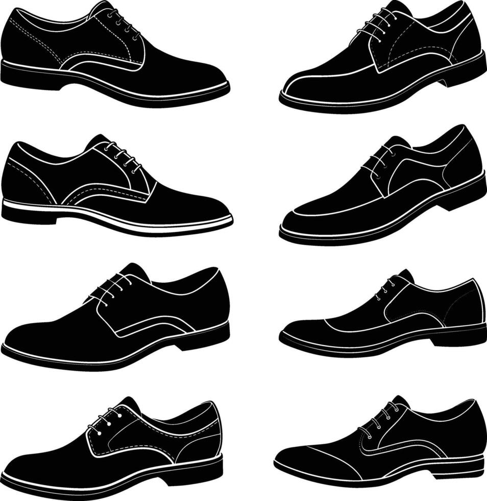 Shoes icon sets Silhouette Illustration on white background. vector
