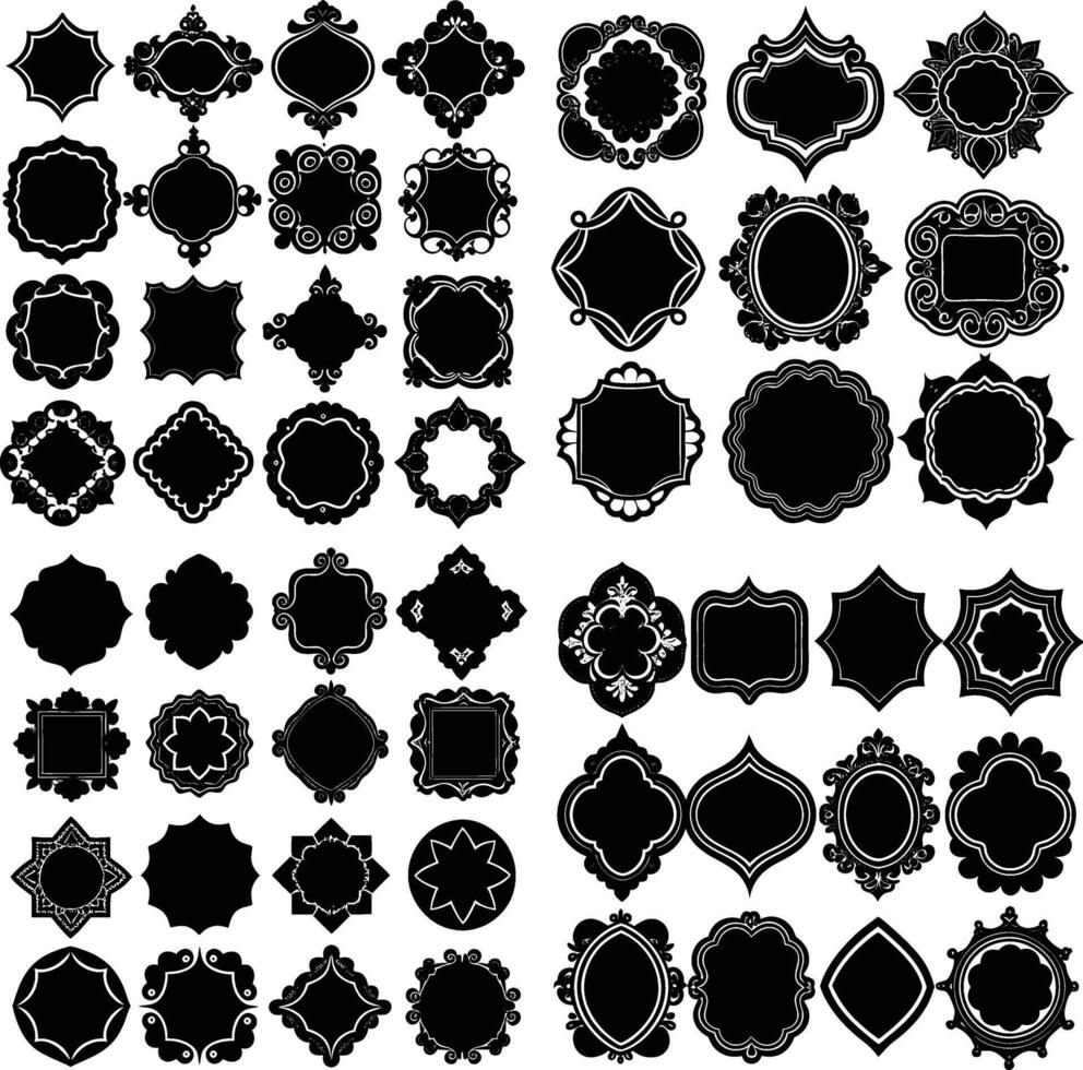 Islamic decorative shapes baroque frame silhouettes frames vector