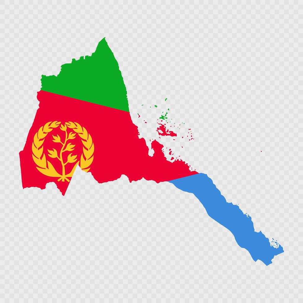Eritrea map silhouette with flag. vector