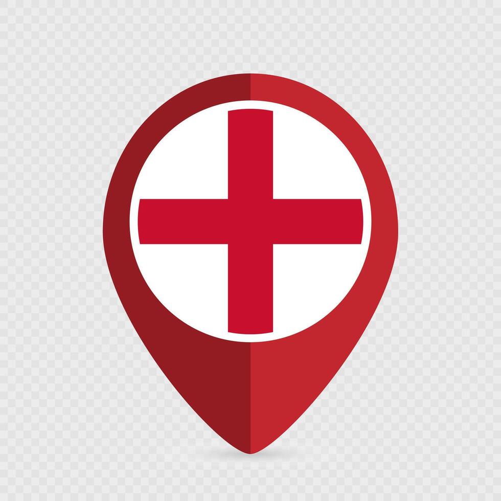 Map pointer with England flag inside. illustration. vector