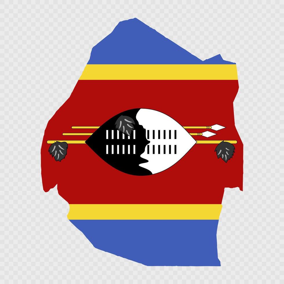 Eswatini map silhouette with flag. vector