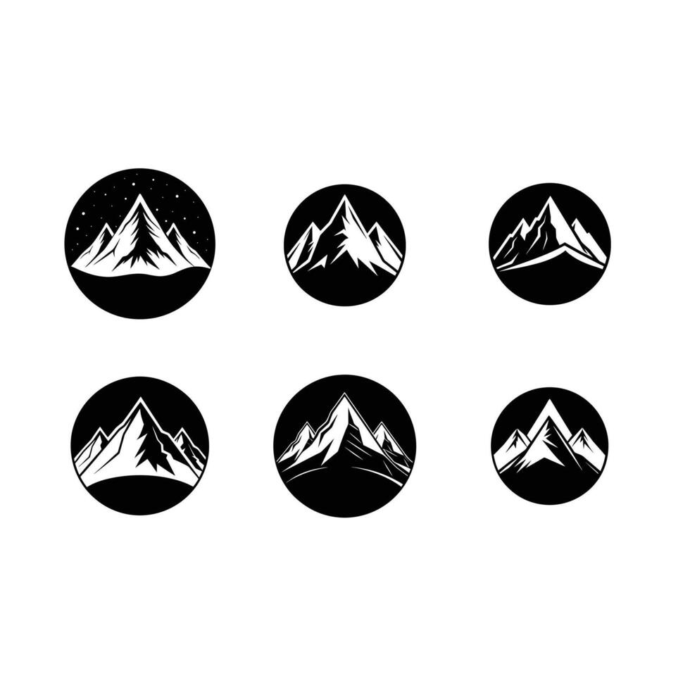 Mountain Icon - and Linocut Silhouette Design vector