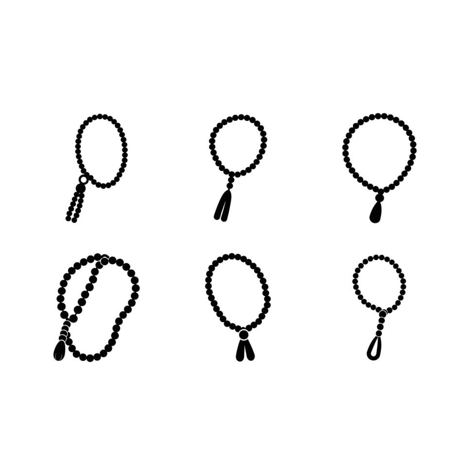 Tasbih Prayer Beads Icon - and Linocut Silhouette Design vector