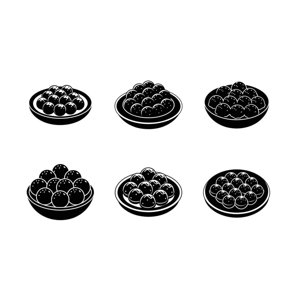 Takoyaki and Linocut Silhouette Design vector