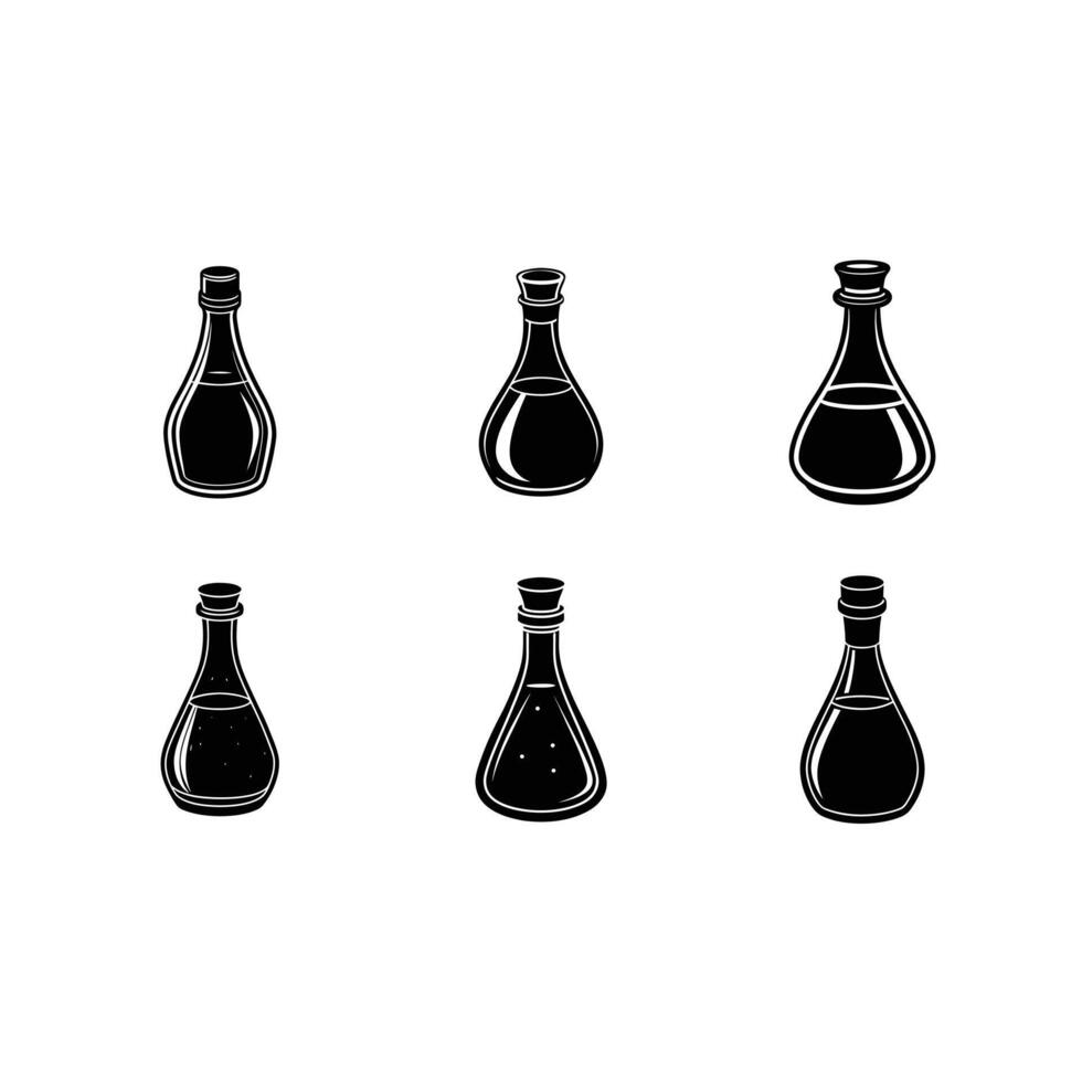 Soy Sauce Bottle and Linocut Silhouette vector