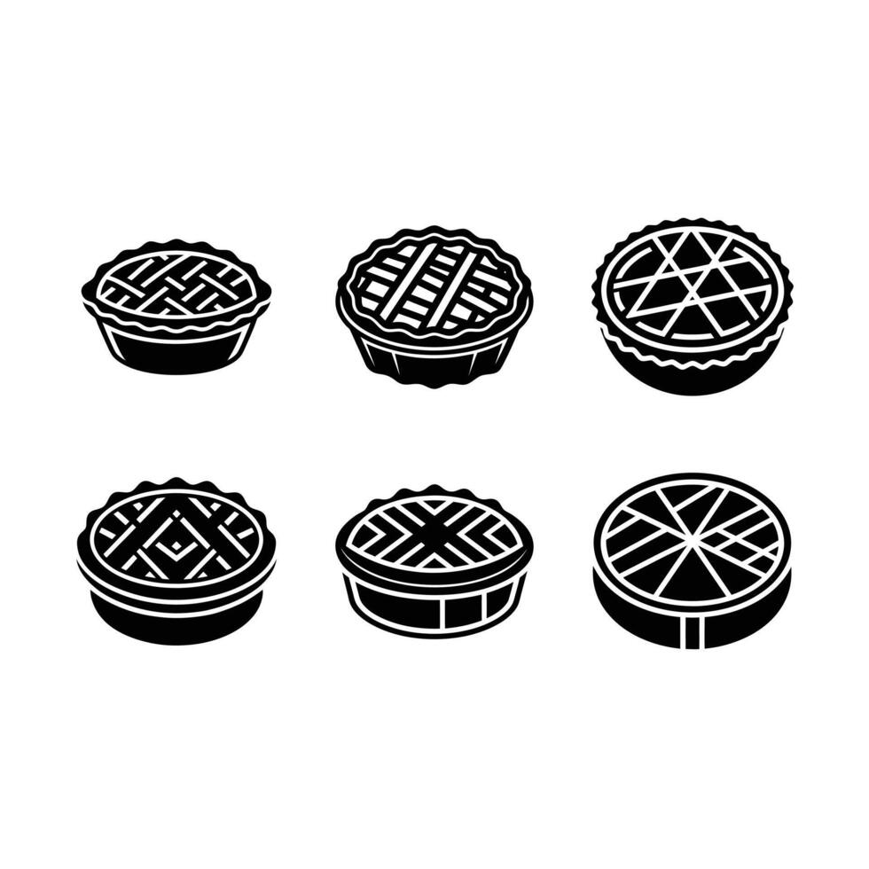 Pie Icon and Linocut Silhouette Design vector