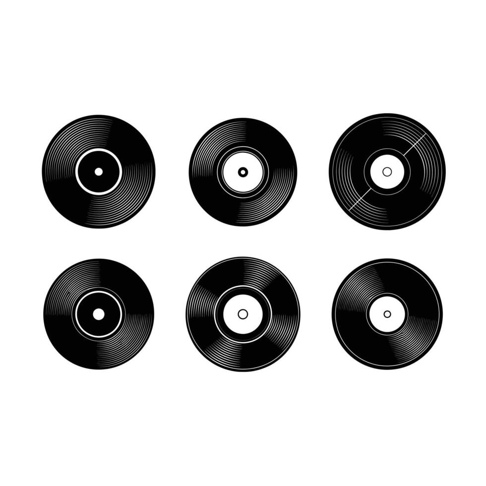 Vinyl Record Illustration with and Linocut Silhouette Design vector