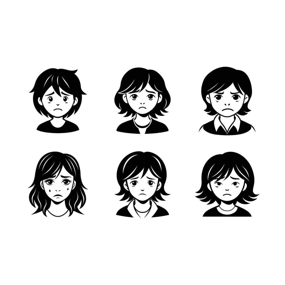 Sad Pout and Linocut Silhouette - Design vector