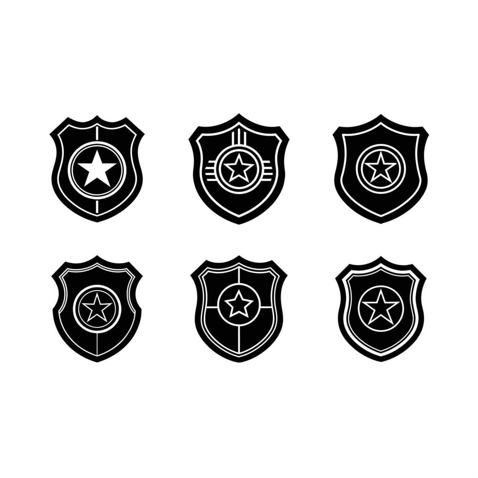 Police Badge and Linocut Silhouette Design vector
