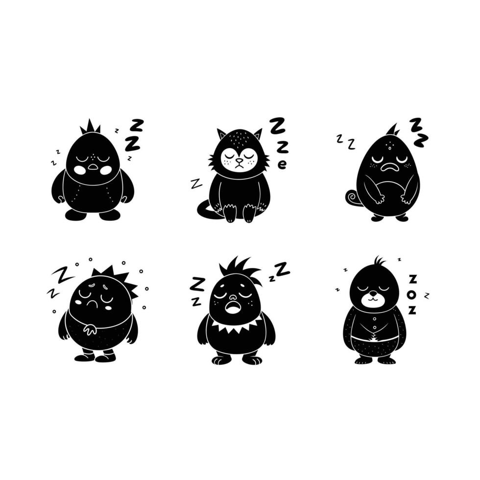 Sleepy Snooze and Linocut Silhouette Design vector