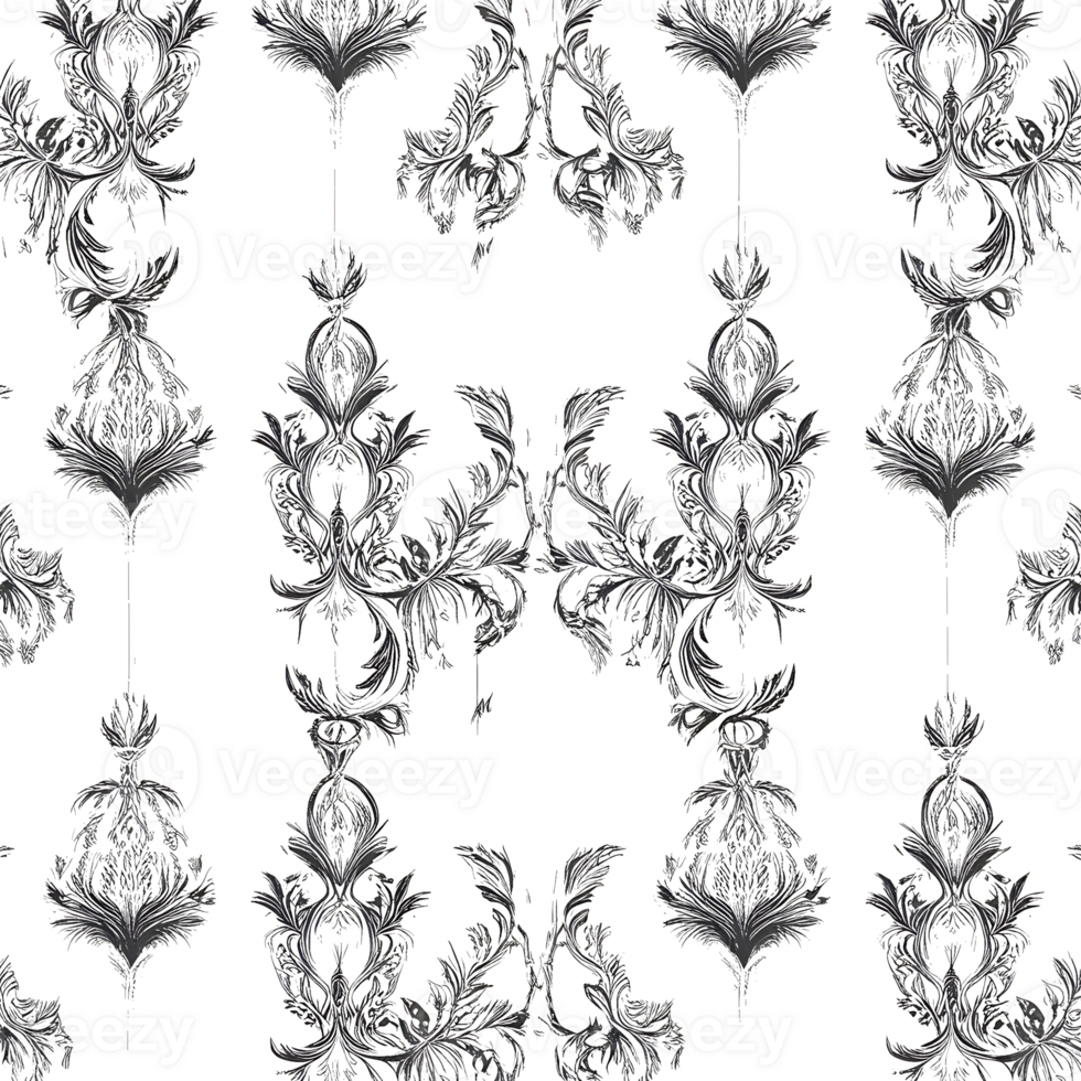 seamless pattern of flowers and leaves on a transparent background png