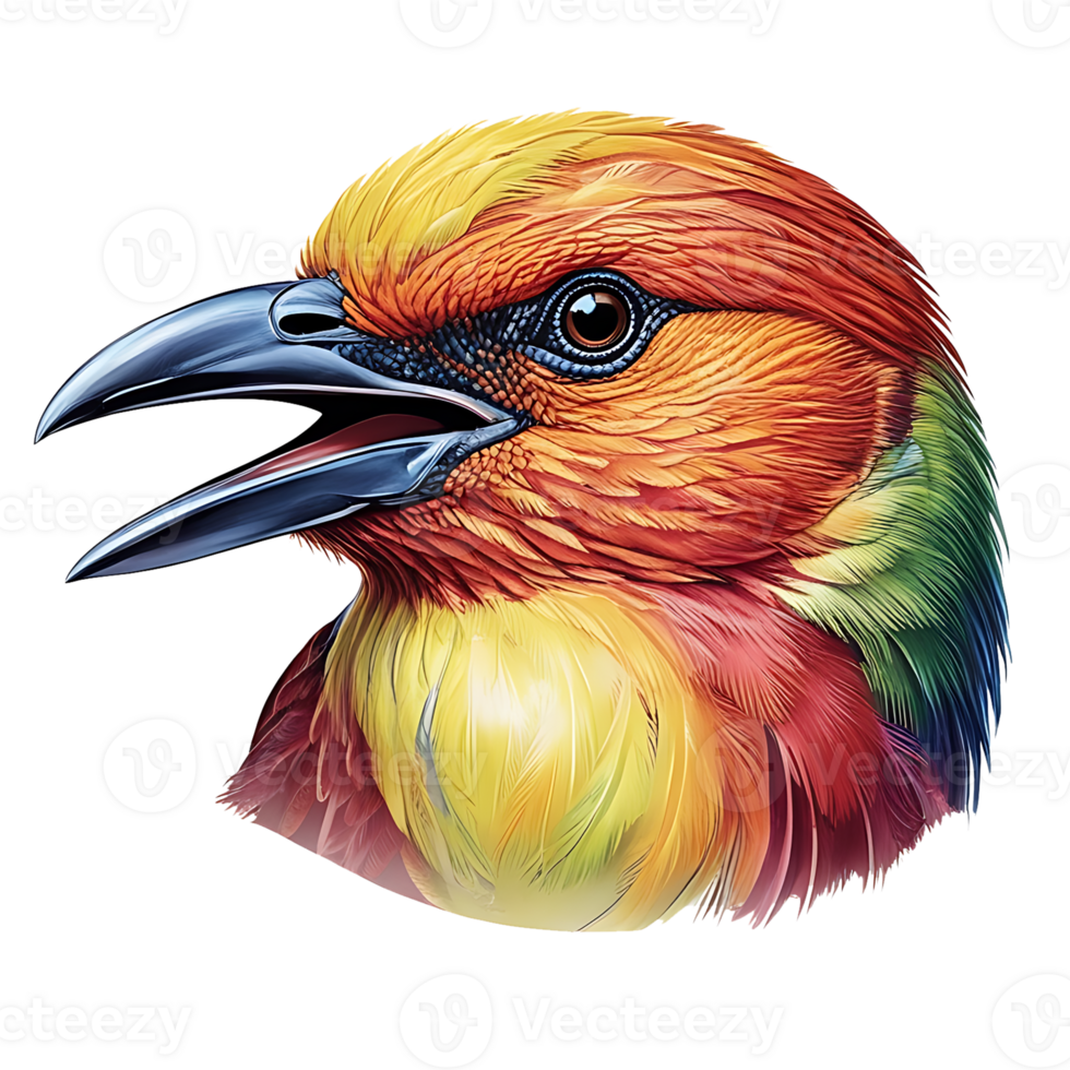Colorful bird with a beak on a transparent background png
