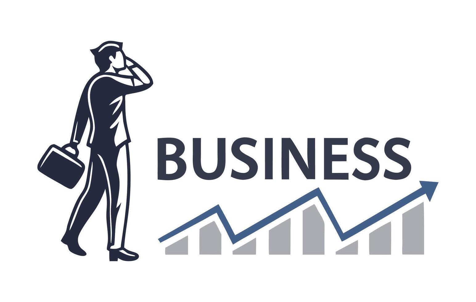 Businessman Walking Towards Growth Chart Logo vector