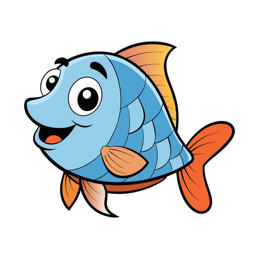 Cheerful Blue Fish with Big Eyes vector