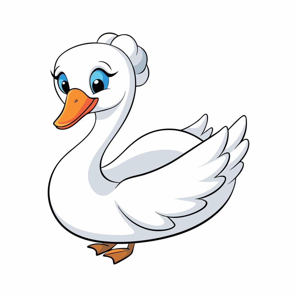 Cute Cartoon Swan vector