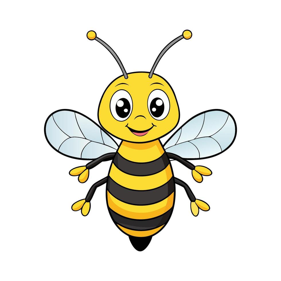 A Smiling Happy Cartoon Bee with Big Eyes vector