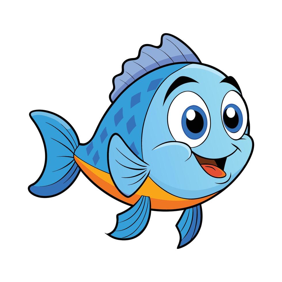 A Playful Cartoon Cute Bluegill Fish vector