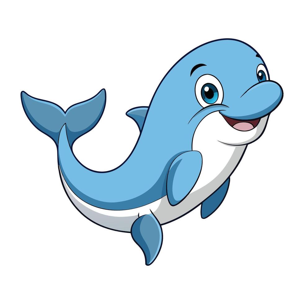 A Smiling Happy Cartoon Dolphin with Big Eyes vector