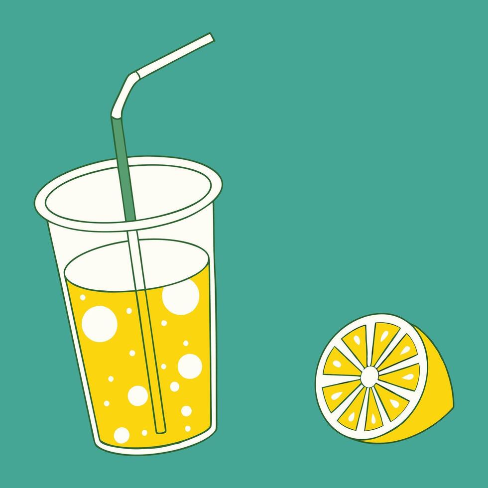 Fizzy Soft Drink in a Fruit-Graphic Cup vector