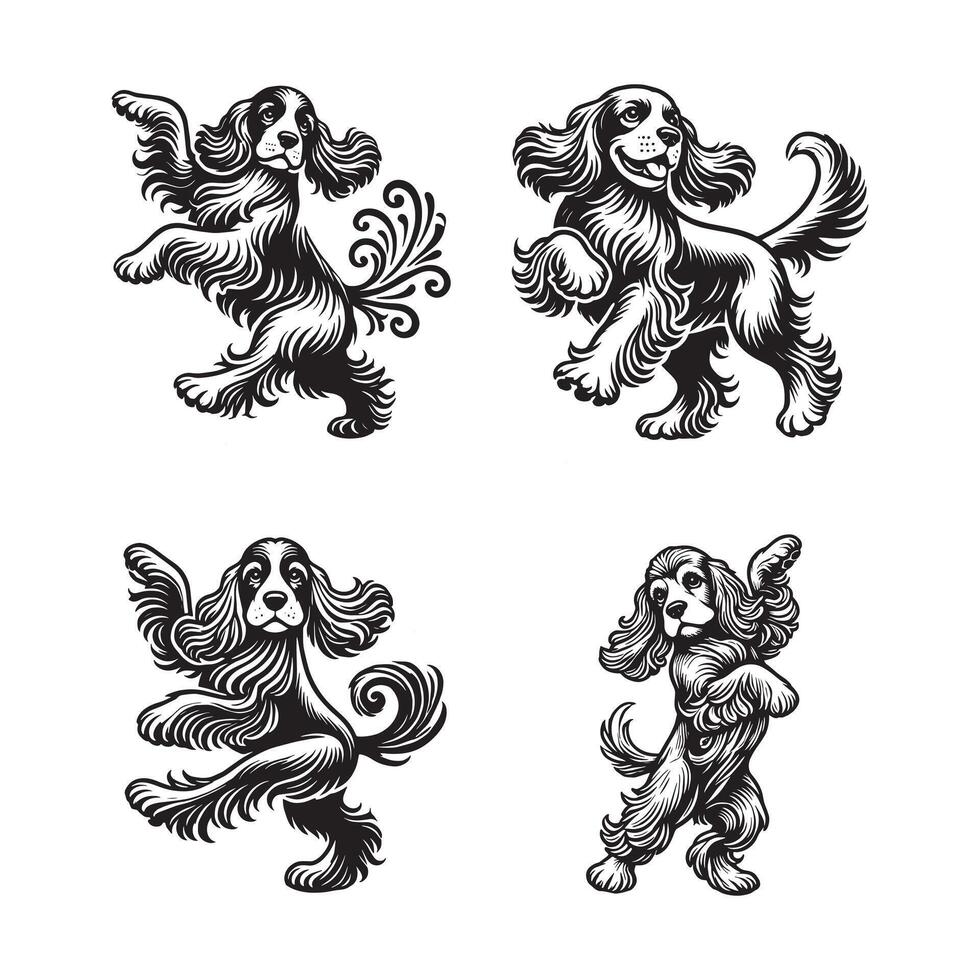 Cocker Spaniel Dancing dog Bundle vector